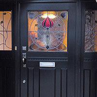 Traditional Front Door with Art Nouveau Glazing
