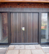 contemporary front door with wooden panels