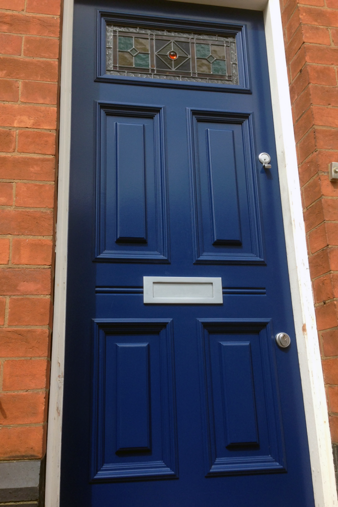 Five panel Georgian frony door with stained glass