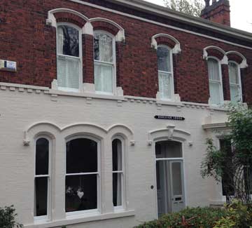 Wooden sash windows on a period house