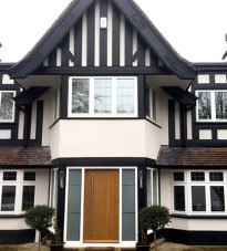 Contemporary door with frosted glazing